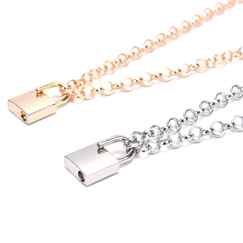 1pc punk schakelketting met hangslot en openklapbare hanger, trendy sieraden voor dames