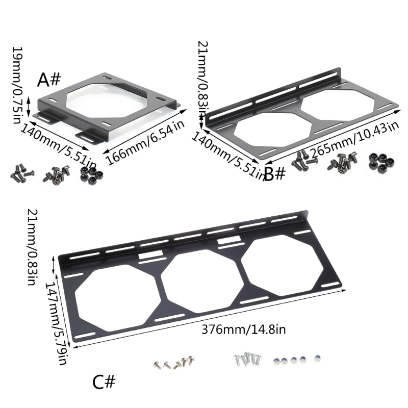 Computer Radiator Fan DIY Mounting Bracket for 120MM 12CM 24CM 36CM Fans