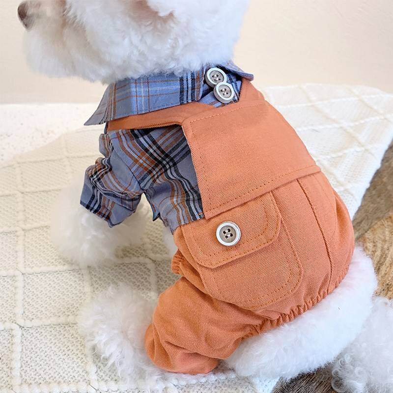 Mono con camisa a cuadros para perro y gato, mono de algodón para Primavera, traje para Chihuahua, ropa para Mascotas York, novedad