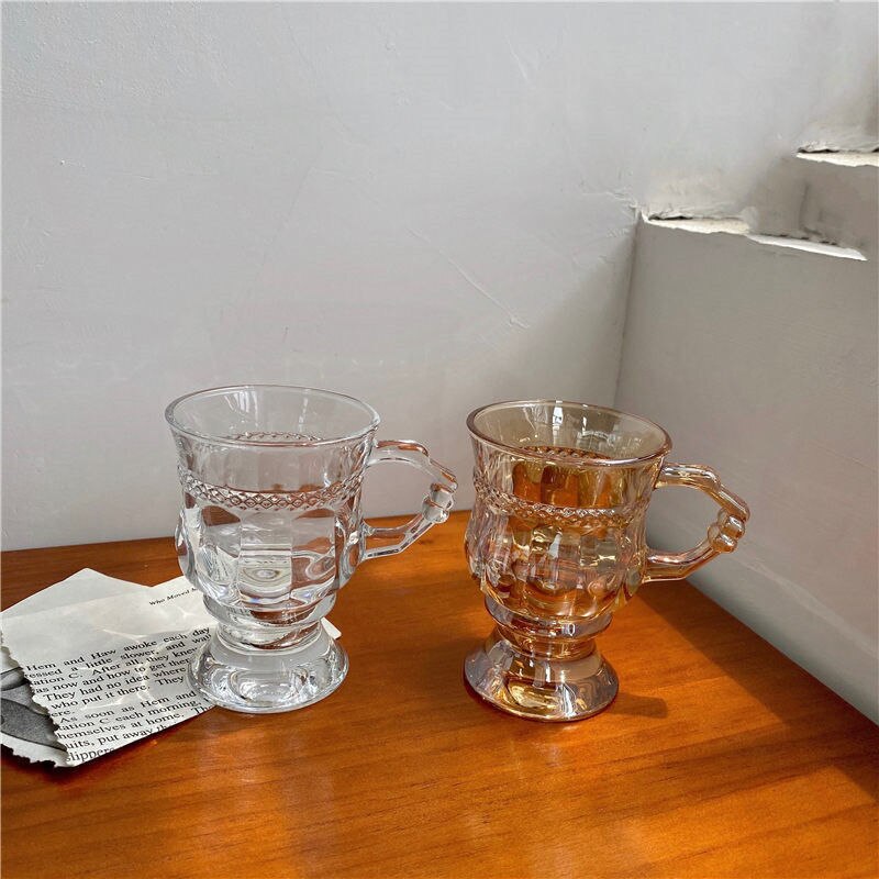 Æstetik vintage gennemsigtig ravfarvet vinglas vand drikke te kaffe glas kop bryllup bæger latte shot glas