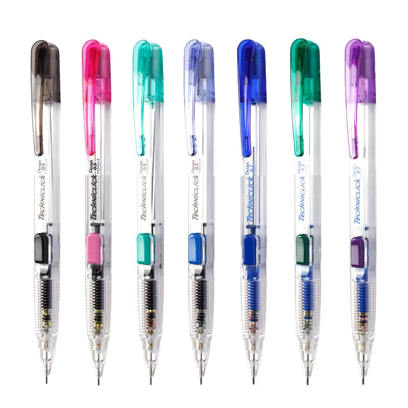 1pc Pentel Pd105T 107T Techniclick Mechanical Pencils 0.5/0.7mm Side Click Stationery Office School Writing Supplies Multi-color