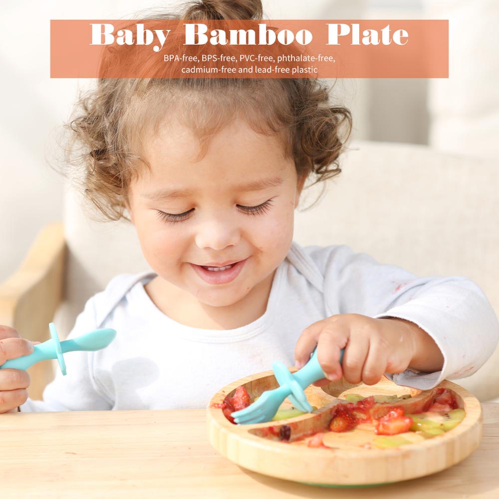 Baby Feeding BowlBaby Dinner fixed Plate Wooden Snack Plate Cutlery Child Feeding Tableware Children Dishes Rice Feeding
