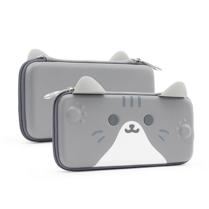 Bolsa de almacenamiento de silicona para Shiba Inu Switch, funda dura de poliuretano resistente al agua, estuche de transporte para NS, accesorios para Nintendo Switch: Grey Cat