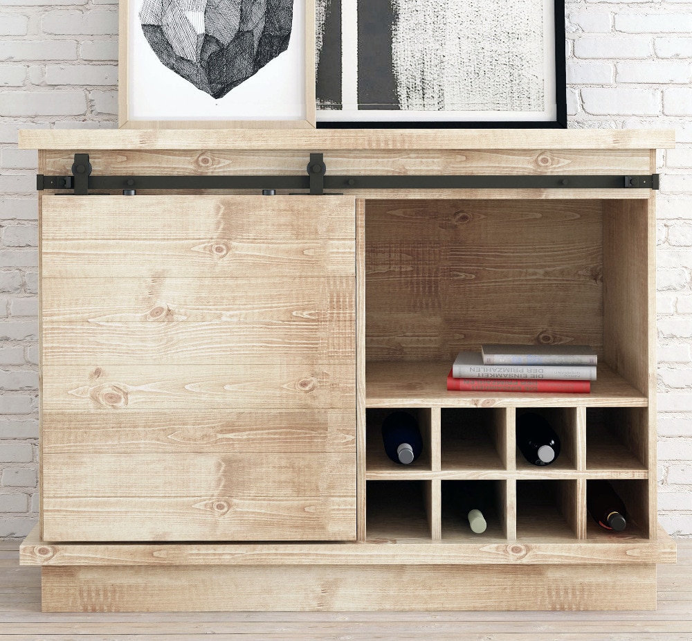 DIYHD 39" Black Top Mount Mini Barn Door Roller Cabnit Small Sliding Barn Door Hardware For 1 Door(No cabinet)