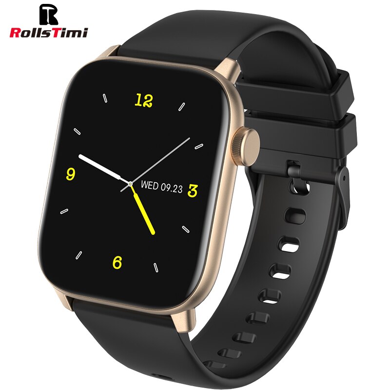 Rollstimi Smart Watch Men Lady Full Touch Blood Pressure Monitor Fitness Tracker Sport smart wristband sport Smart Clock: Gold black J