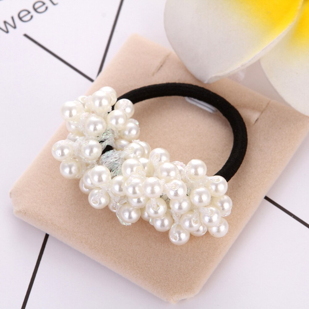 Women Girls Colorful All Pearls Elastic Hair Bands Sweet Hair Ornament Headband Scrunchie Hair Accessories: 3
