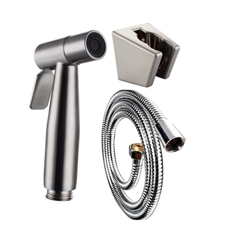 Wetips stål håndholdt hygiejnisk bruser bærbar toilet vandsprøjte toilet bidet mixer bidet hoved hygiejnisk bruser bidet vandhane: Bidet sæt 5