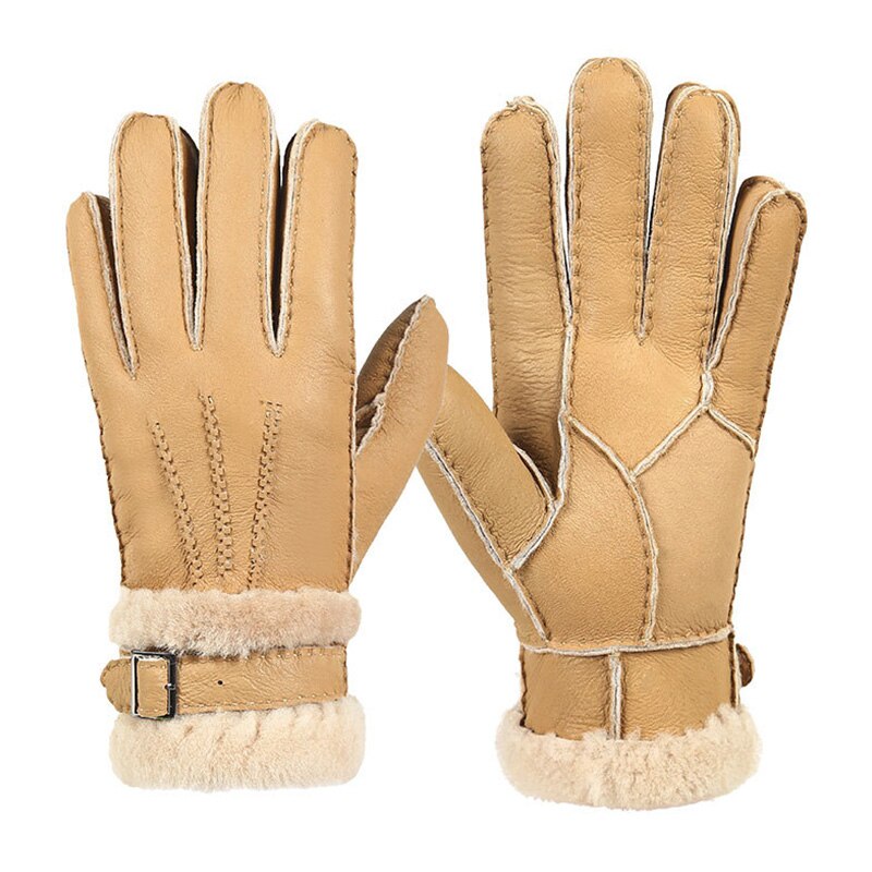Vinter kvinder mænd håndhandsker sødt varmt læder helfinger luffer udendørs sport kvinde sort ski cykling kørsel guantes: 2