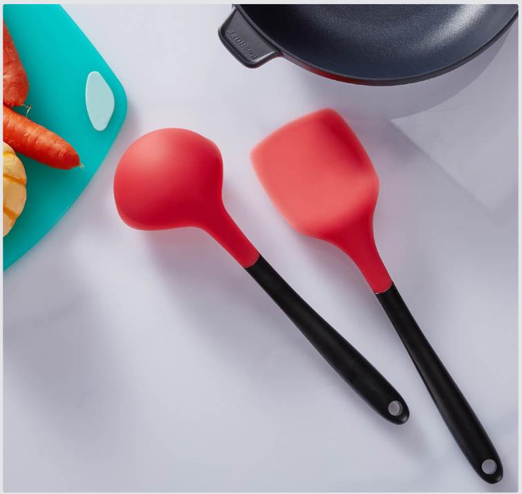 Original Xiaomi Silicone Gel Spoon Spatula Stainless Steel Anti-scalding Anti-skid Handle Kitchen Cooking Tools Utensils Smart: Red