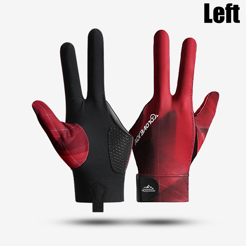 Biljarthandschoen Snooker Antislip Sporthandschoenen met drie vingers Hoogelastisch Ademend Draagbare handschoenen Biljarttrainingsaccessoires: Rood