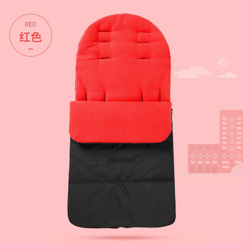 Baby Stroller Warm Foot Cover Children's Quilt Universal Stroller Pad Plus Cotton Thickening Autumn Winter Stroller Accessory: red