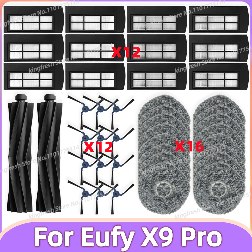 Compatible For Eufy X9 Pro Robot Vacuum Replacement Parts Main Roller Side Brush Hepa Filter Mop Cloth Pad Accessories