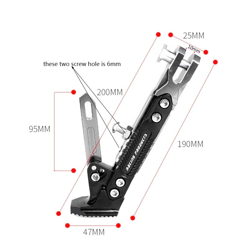 Motocicleta bicicleta elevador kickstand pé ajustável apoio lateral kickstand para moto elétrica estacionamento pé suporte lateral
