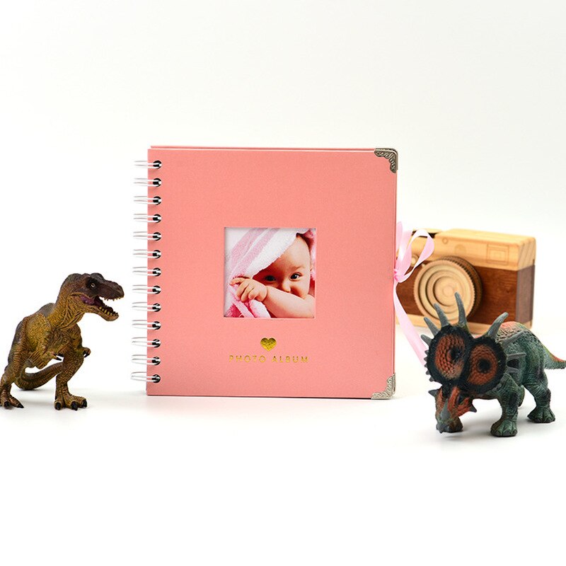 Photo Album DIY Handmade Scrapbook Photo Journal for Baby Family DIY Picture Album Candy Color Photo Album: pink