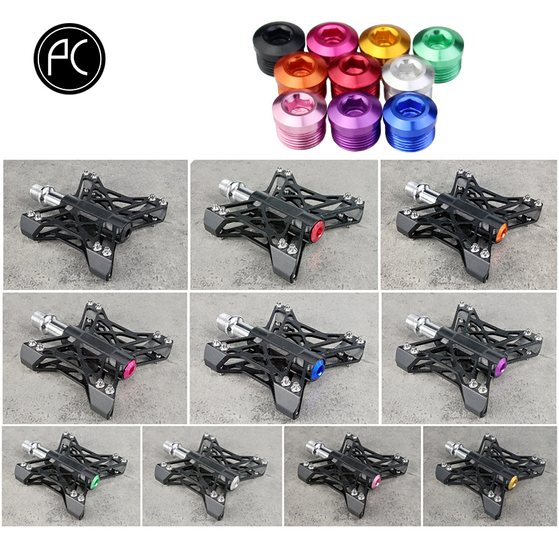PCycling 2 uds cubierta de Pedal de bicicleta piezas de reparación de Pedal de bicicleta aleación de aluminio colorida a prueba de polvo piezas de cubierta de Pedal de rodamiento de ciclismo