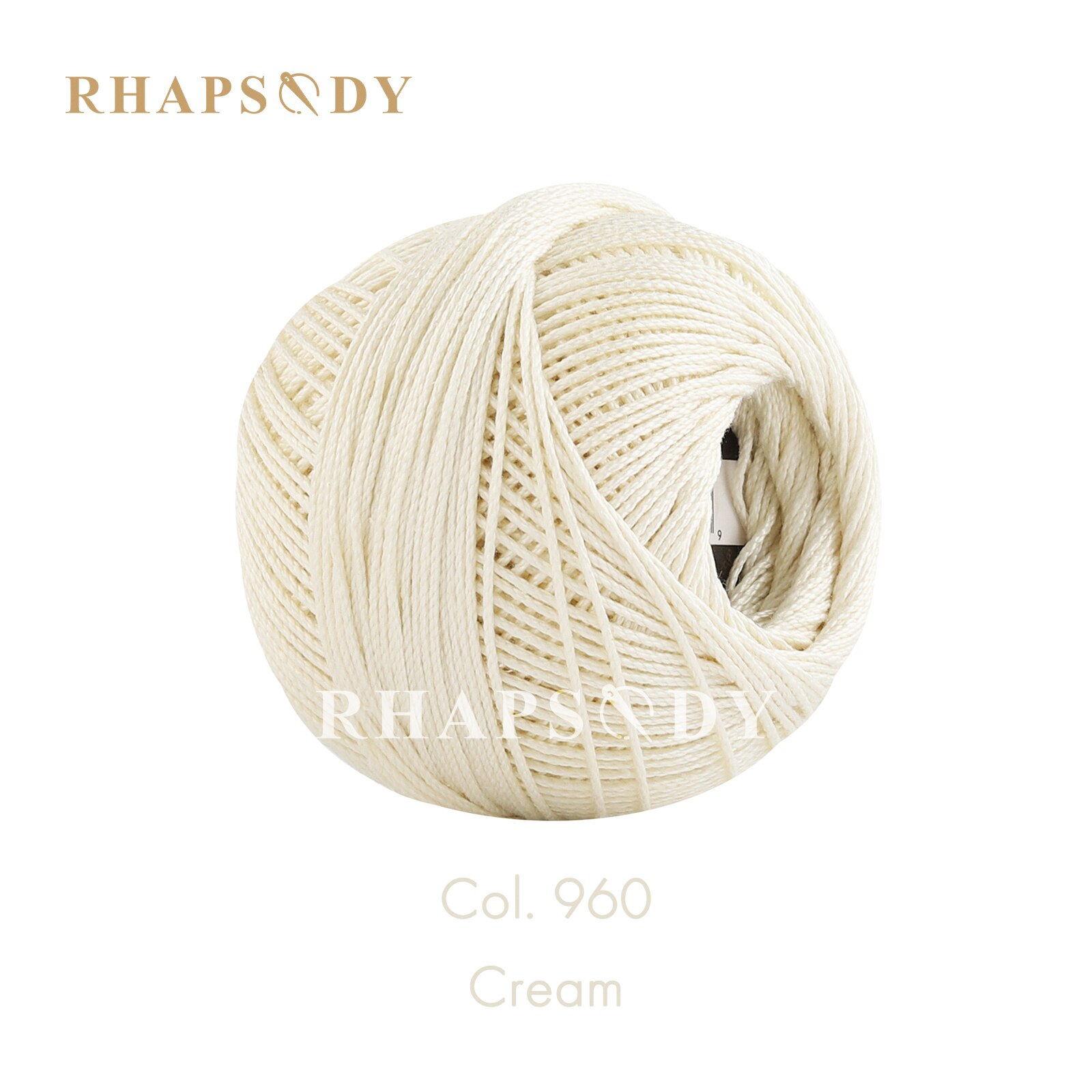 Rhapsody-Hilo de ganchillo egipcio tamaño 3, algodón perlado, colores variados, bricolaje, costura, doble mercerizado, 50g120Yds