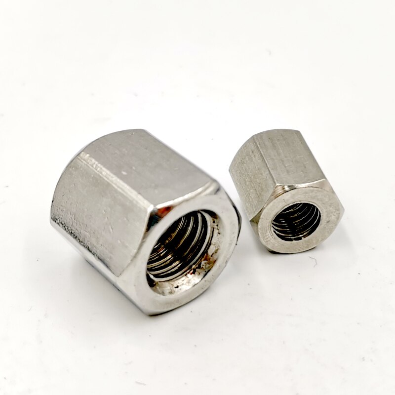 M12-M24 standard 304 stainless steel hexagonal lengthened hexagonal nut screw connection female screw joint nut