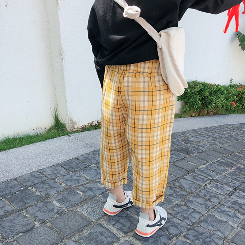 Pantalon à carreaux pour bébés et enfants, pour filles et garçons, collection printemps été automne: YELLOW / 3T