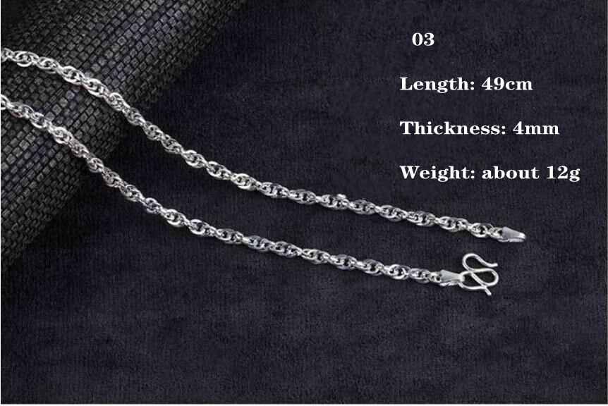 BOCAI Solide-collar de plata esterlina S999 para mujer, joyería sencilla de para mujer, cadena redonda de doble clavícula, artesanía de plata tailandesa para hombre: Gris