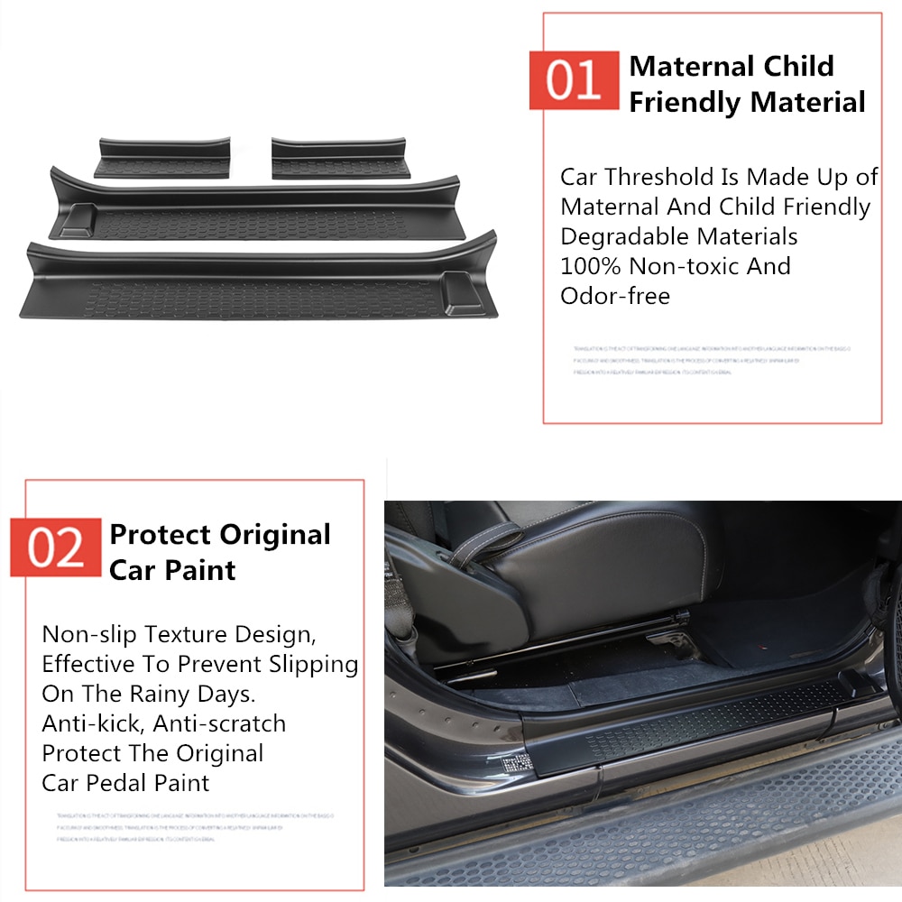 for Jeep Wrangler JL Gladiator JT Welcome Pedal Cover Door Enter Guard Sill Scuff Plate ABS Black Car Accessories