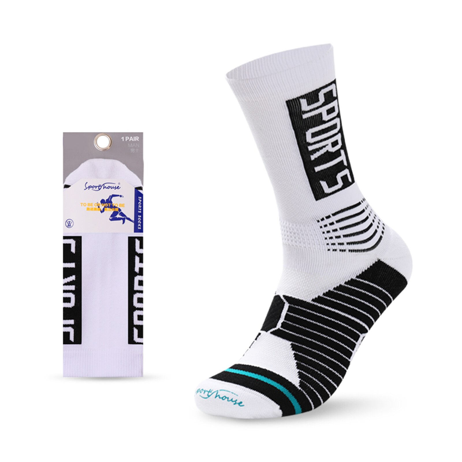 Men Outdoor Sports Basketball Socks Men Cycling Socks Compression Socks Cotton Tube Sock Sweat Deodorant for Men White Sock: White