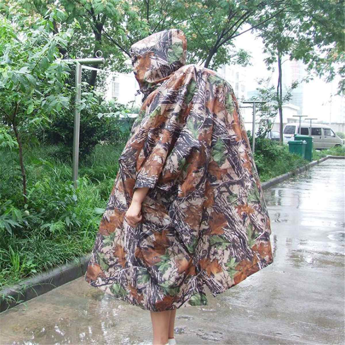 3 in 1 Portable Outdoor Camping Tent Mat Snow Camouflage Raincoat Hood Hiking Cycling Rain Cover Snowproof Waterproof Poncho