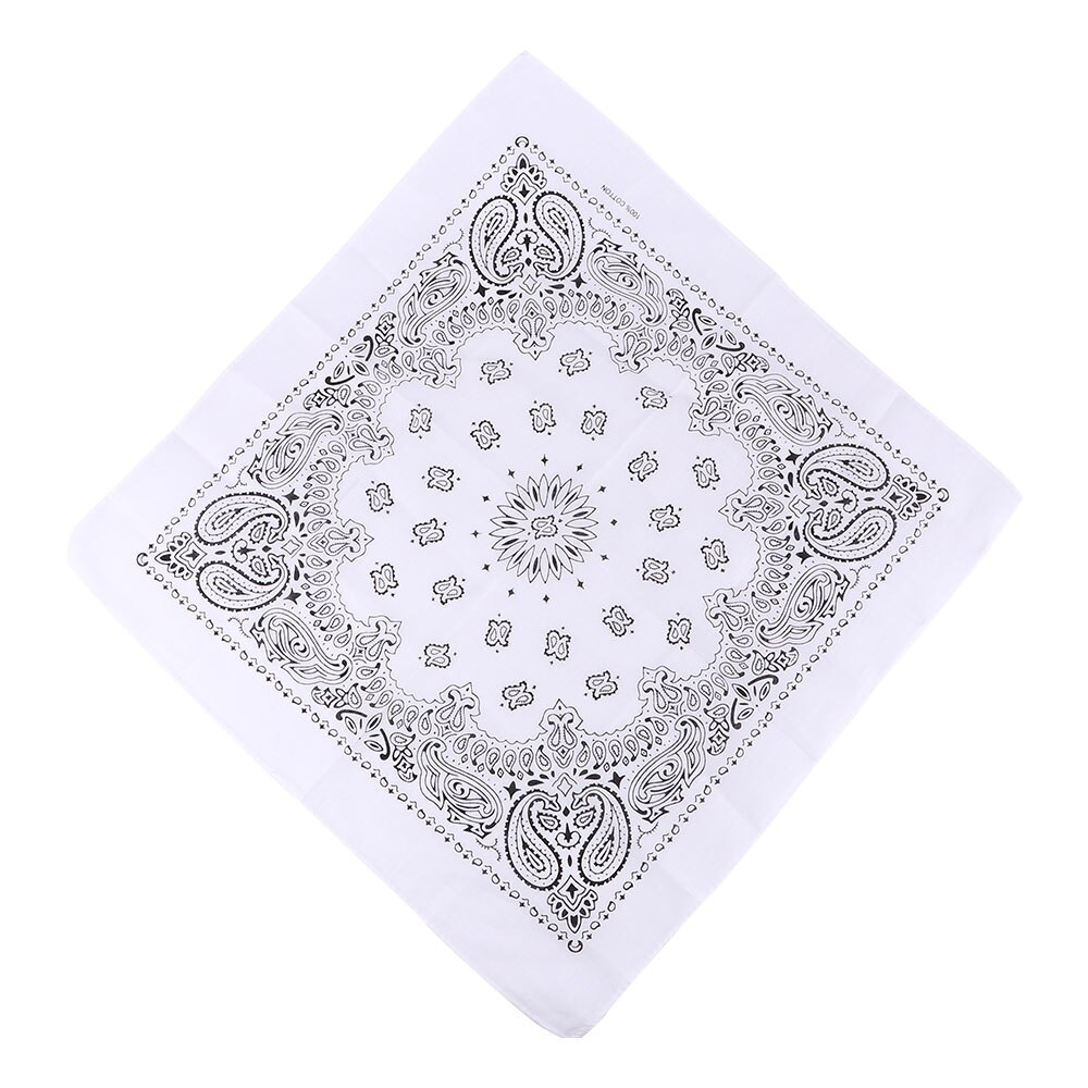Unisex hip hop svart bandana huvudbonad hårband hals halsduk handled omslag fyrkantiga halsdukar tryck näsduk: Vit