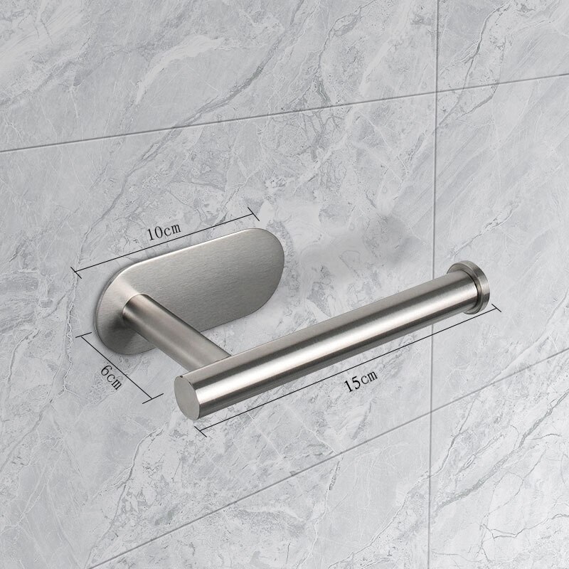 Rvs Wc Papierrolhouder Zwart Zilver Zelfklevende Toiletrolhouder Voor Badkamer Stok Op Muur Handdoekenrek wc rol houder zwart industrieel toilet paper wcrol: Silver B