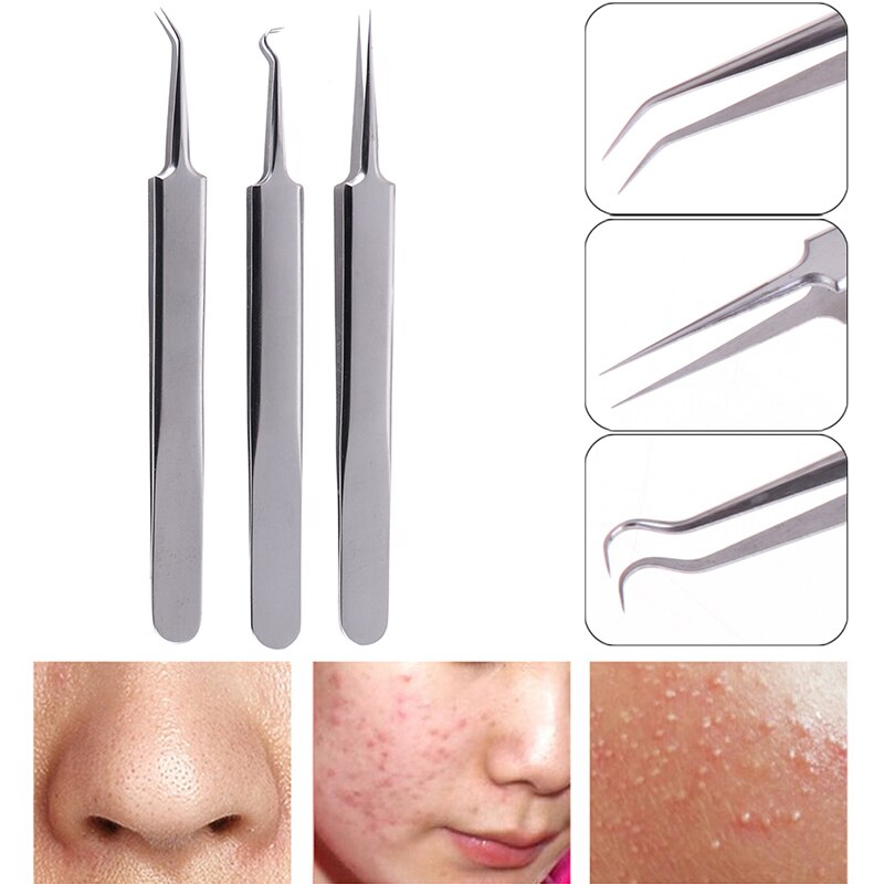 3 Stks/set Precisie Pincet Rvs Gebogen Fijne Tip Pincet Tang 11.5Cm