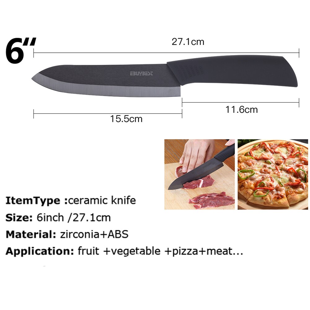 Keramisk kniv 6 tommer hvitt blad takket brødkniv keramiske kniver kjøkkenkniver kokk 6 tommers fargerikt håndtak kokeverktøy