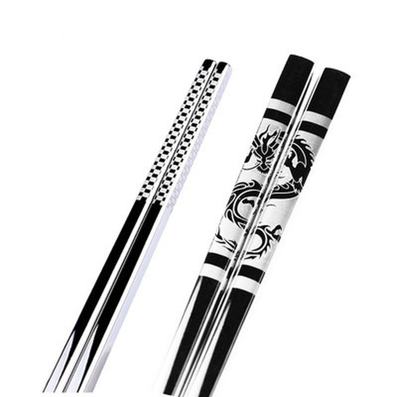 1 Paar Rvs Anti Skid Draak Eetstokjes Sushi Metalen Ijzer Draagbare Chinese Gezonde Voedsel Stok Voor Sushi Eetstokjes Set