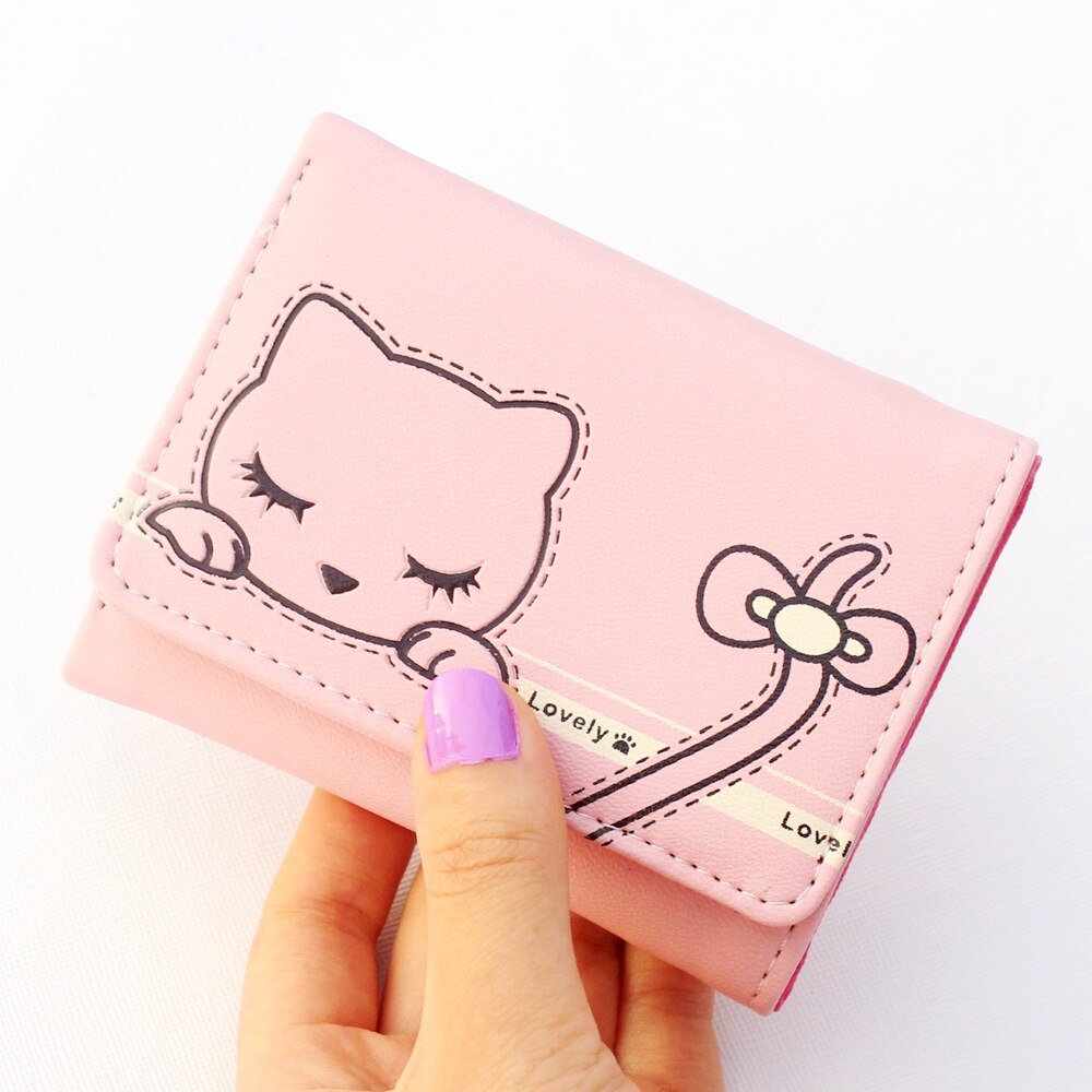 Cute Cartoon Wallets Leather Girls Wallets Short Wallet Student Coin Purse Card Holder Ladies Clutch Bag Female Purse: 07