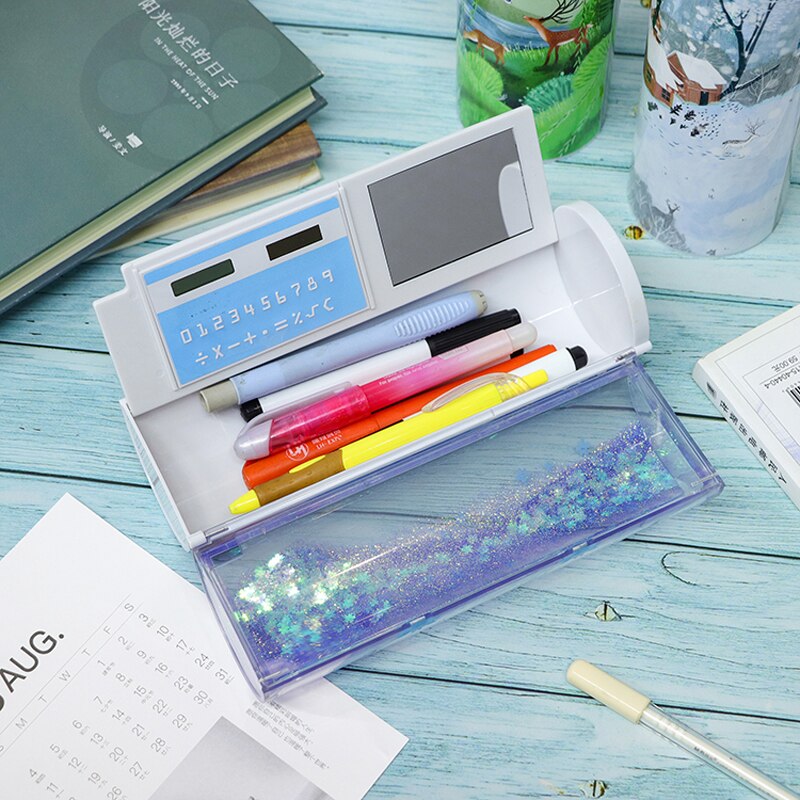 NBX Purple Pencil Case Glitter Cat Pencilcase Aesthetic Sakura Stationery Cute Office Supplies For Girls Pen Boxes And Packaging