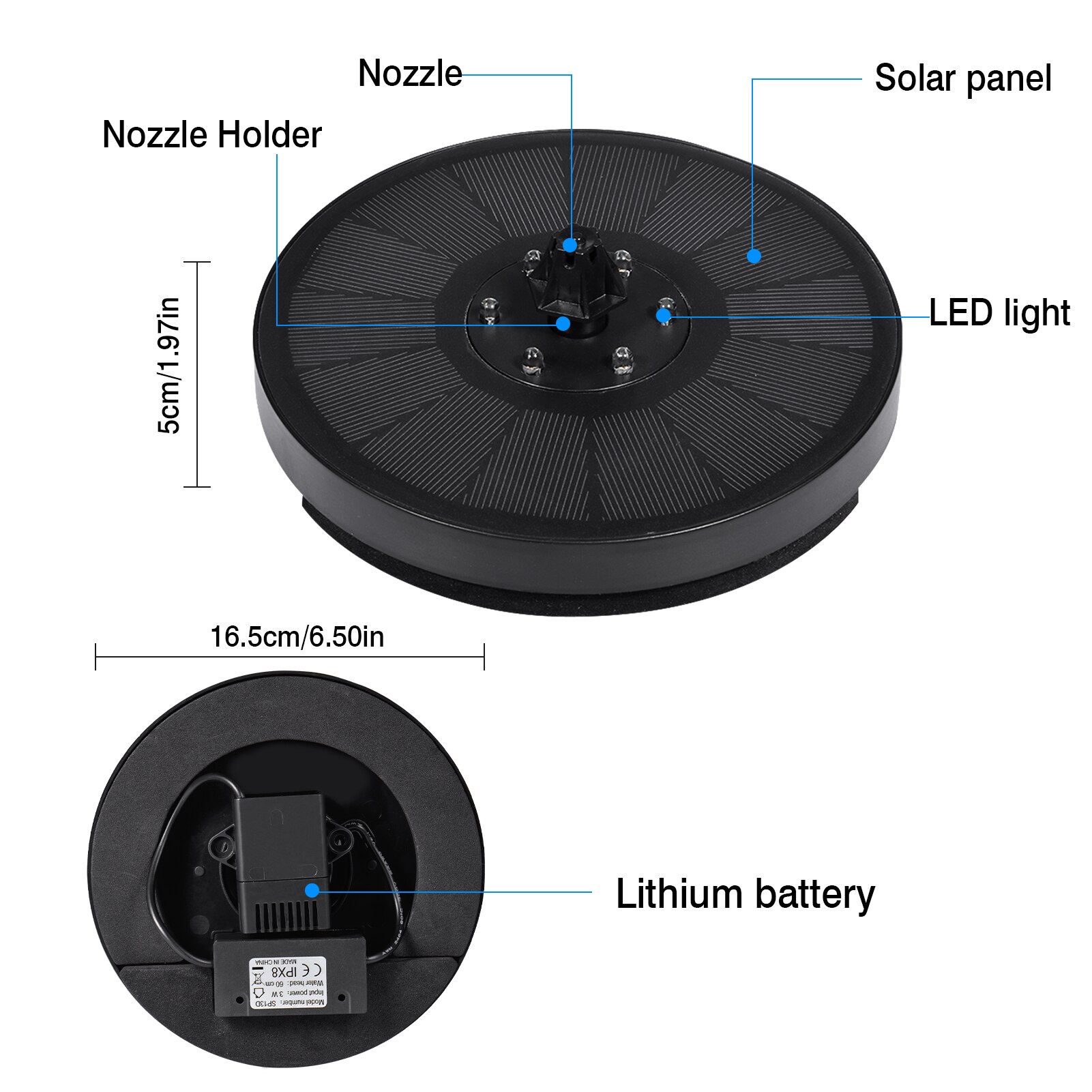 LED Solar Fountain Pump 3W 7V Portable Floating Solar Powered Water Fountain Pump For Birdbath Backyard Pond Pool Garden Decor