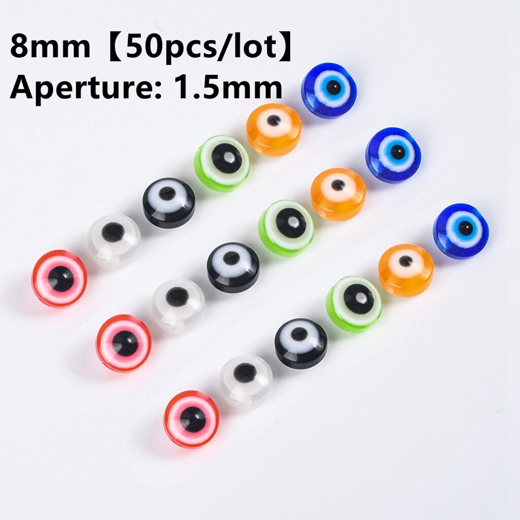 50Pcs/Lot 8mm Round Resin Eye Pattern Loose Beads DIY Bracelet Charms Oval Stripe Spacers Beads For Jewelry Making