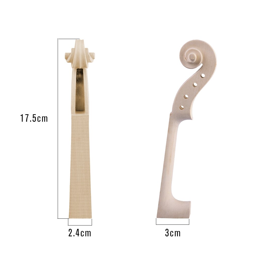 NAOMI Maple Wood Violin Fiddle Neck Unfinished Violin Pasts Drilled Holes Nice Carved Fit For 1/8 Violin