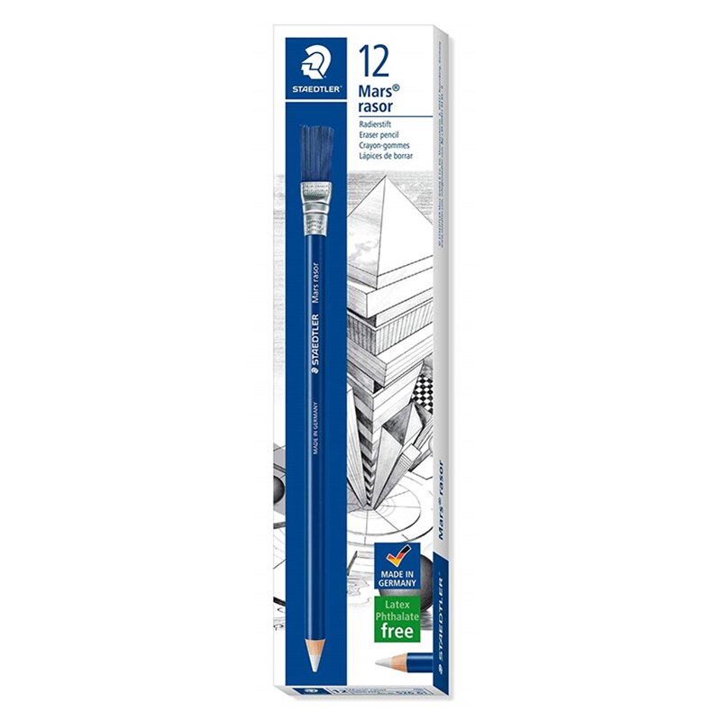 STAEDTLER-Borrador estilo lápiz 6/12 61 + pincel, papelería escolar, suministros de oficina, borrador de lápiz, borradores de bolígrafo de Gel, 526 Uds.: 12PCS