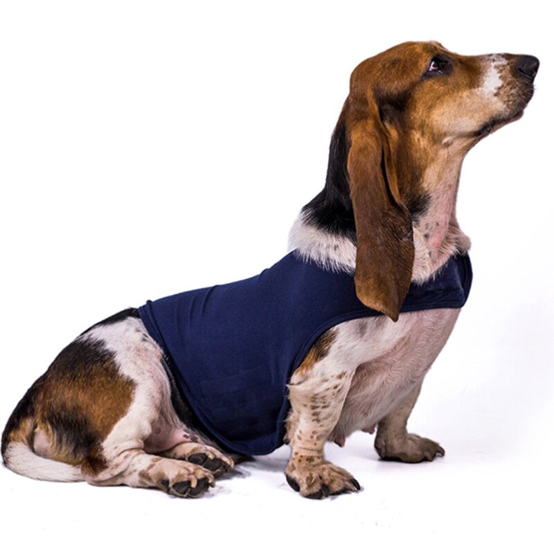 Baumwolle Angst Linderung Hund Jacke wickeln Brust Beruhigende Weste betonen Freies Donner Weste für Chirurgie Erholung Haustier Hemden Accessori: Blau / XL
