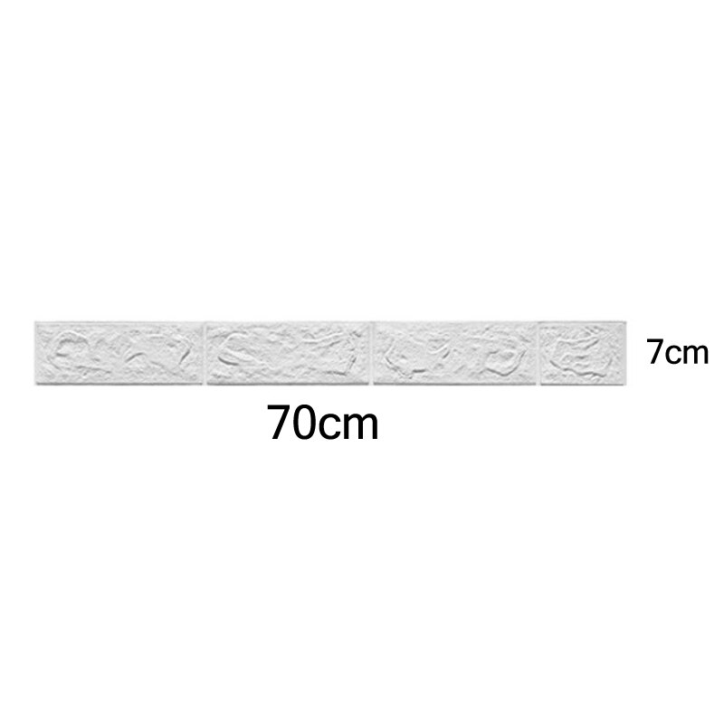 Pegatinas de espuma 3D para pared, de ladrillo, autoadhesivos impermeables para decoración del hogar, habitación de niños, sala de estar: 70x7cm White