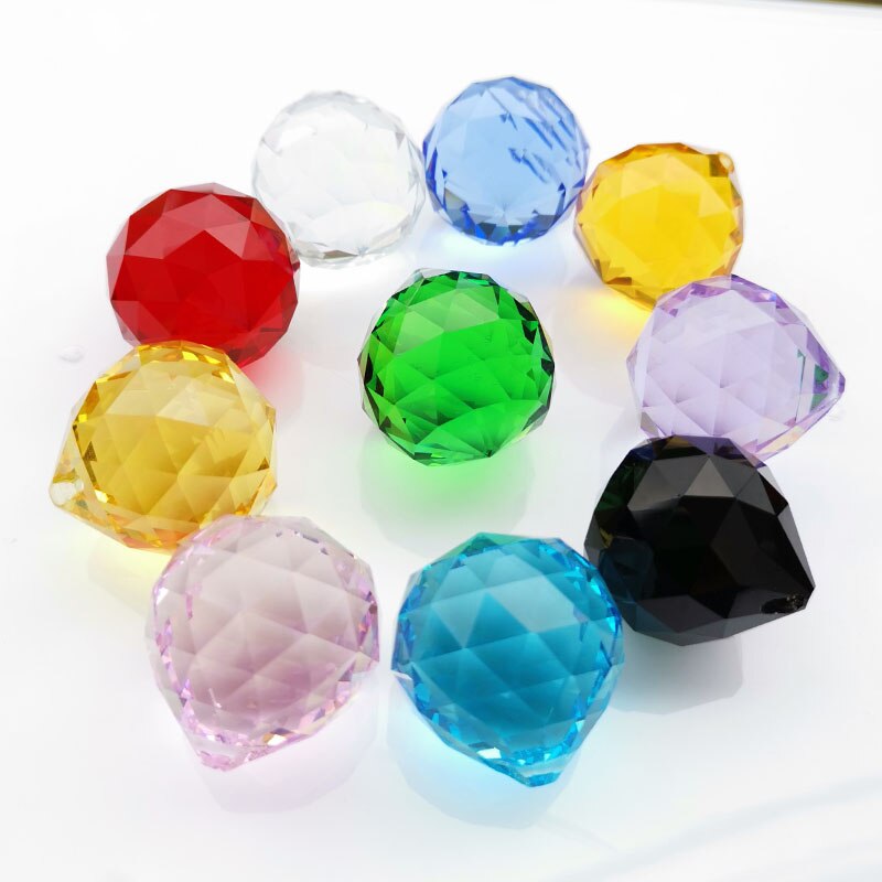 Lámpara colgante de prisma con bola facetada de cristal de colores de 10 uds, lámpara atrapasol para decoración del hogar o boda, pisapapeles de cristal