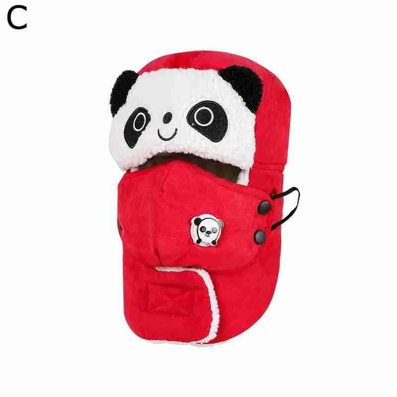 Gezichtsmasker muts voor kinderen panda fleece muts voor kinderen gezichtsmasker voor jongens wintermuts warme en dikke muts met oorkleppen: Rood