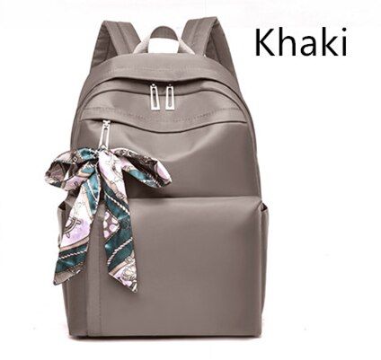 Vrouwen Rugzakken Waterdichte Oxford Doek Mode Lint Schoudertassen Zachte Schooltas Dames Anti-Diefstal Vakantiereizen Rugzakken: khaki