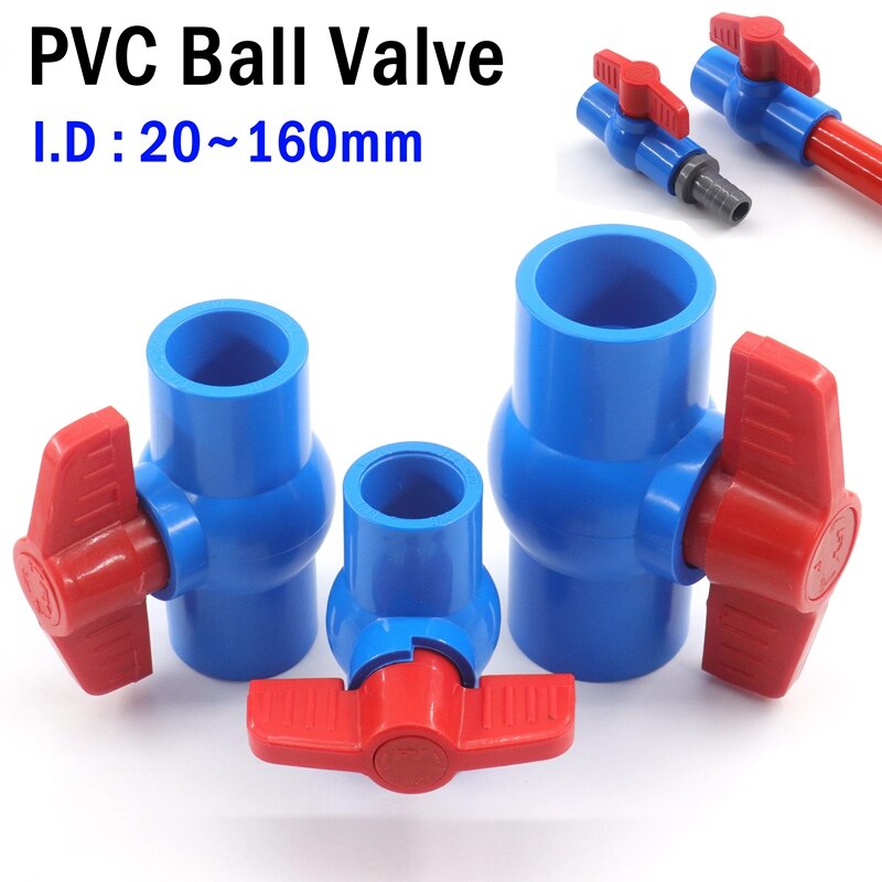 I.D 20~110mm PVC Pipe Connectors Socket Ball Valve Garden Watering Irrigation Pipe Fittings Connector Aquarium Water Fittings