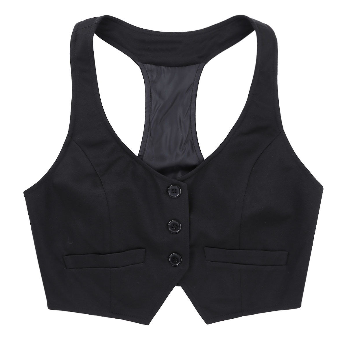 Aankomst Vrouwen Mode V-hals Mouwloze Button Down Ingericht Racer Back Klassieke Vest Shirts Aparte Vest Voor Formele Slijtage