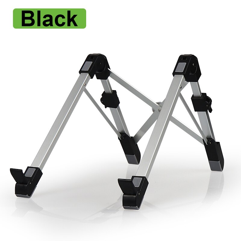 Bærbart laptop stativ foldbart justerbart støtte notebook base stand til macbook pro lapdesk computer kølepude bærbar holder: Sort