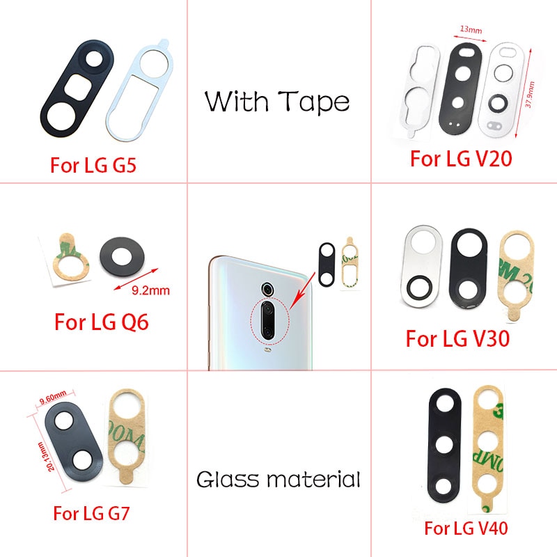 2Pcs Rear Back Camera Glass Lens Cover For LG V20 V30 G2 G5 G6 G7 Q6 K8 Back Camera Glass Lens with Ahesive Sticker Glue