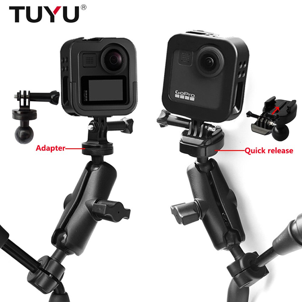 TUYU For insta 360 Motorcycle Handlebar Holder insta360 one X/R Rear Mirror RAM Mount for go pro Max Panoramic camera Accessory