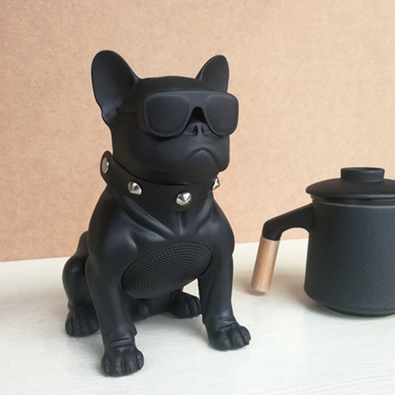 Bouledogue français Portable sans fil Bluetooth haut-parleur pour chien, Radio FM, MP3 (M, noir)