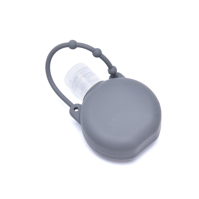 5 stuks 30ml siliconen ronde fles sleutelhanger handwasgel dispenser sleutelhanger handdesinfecterend middel schooltas sleutelhanger: Lichtgrijs