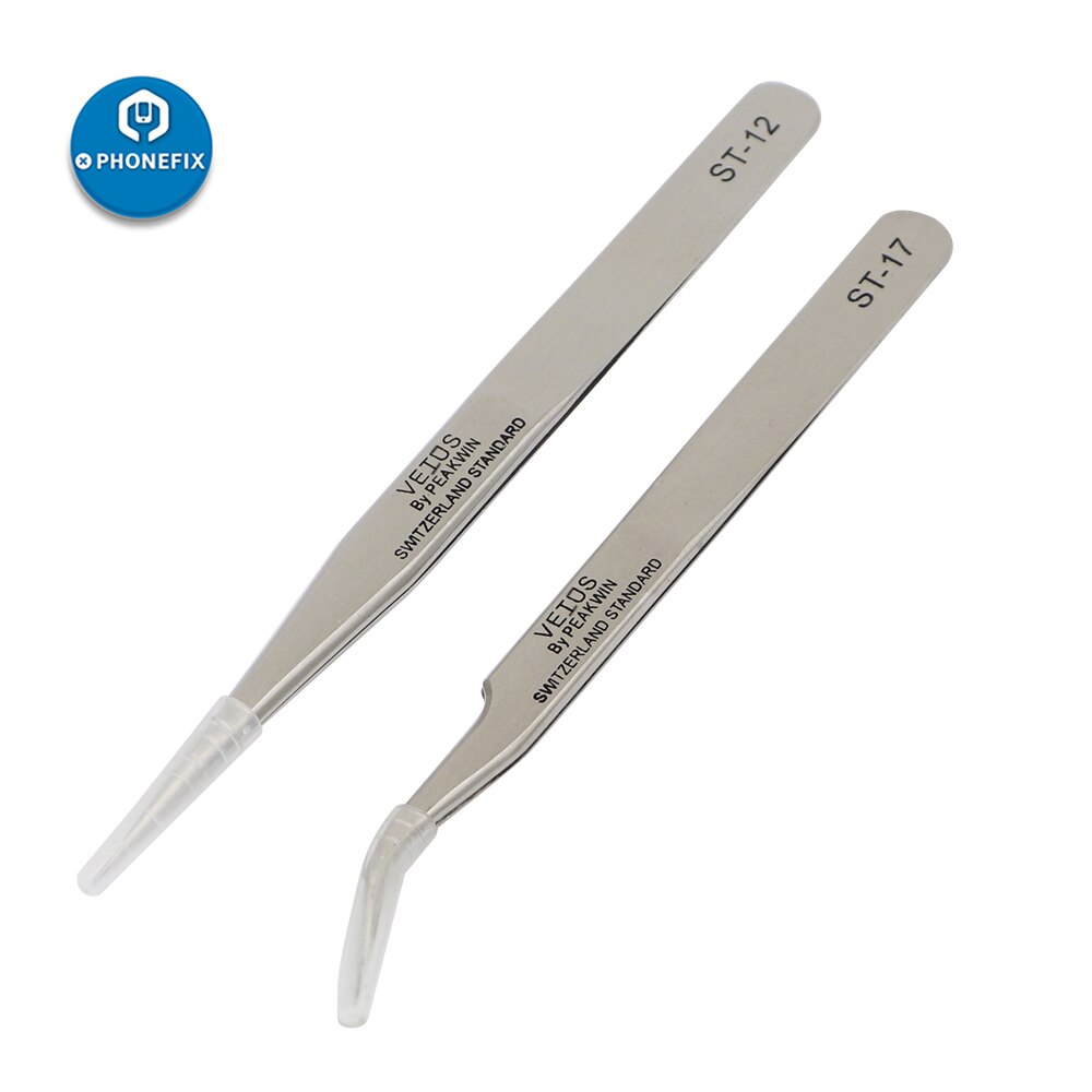 DIY Electronics Industrial ESD Safe Non-magnetic Anti-static Precision Tweezers Stainless Forceps Phone Repair Hand Tools Sets